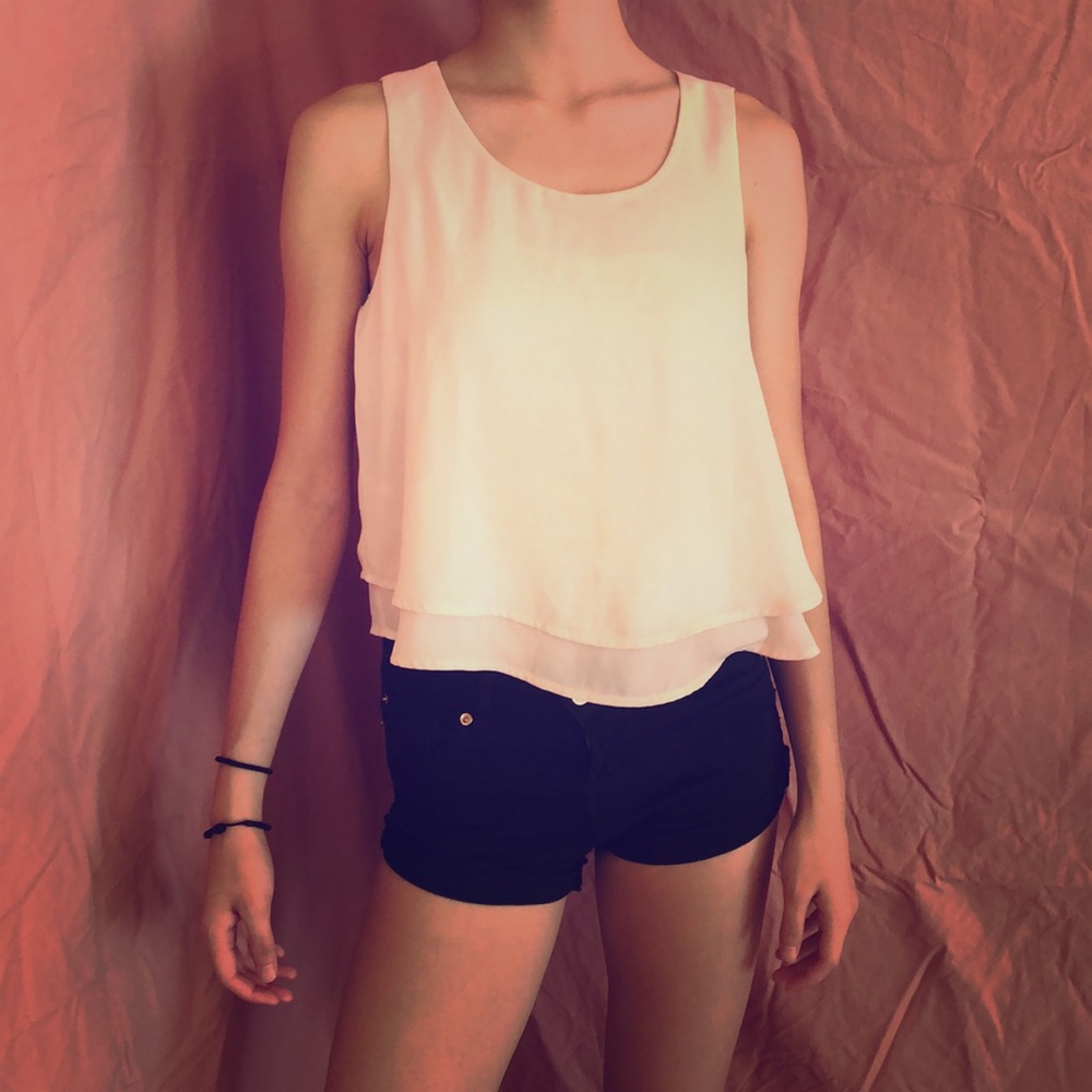 5/$25 Pink semi-sheer crop top